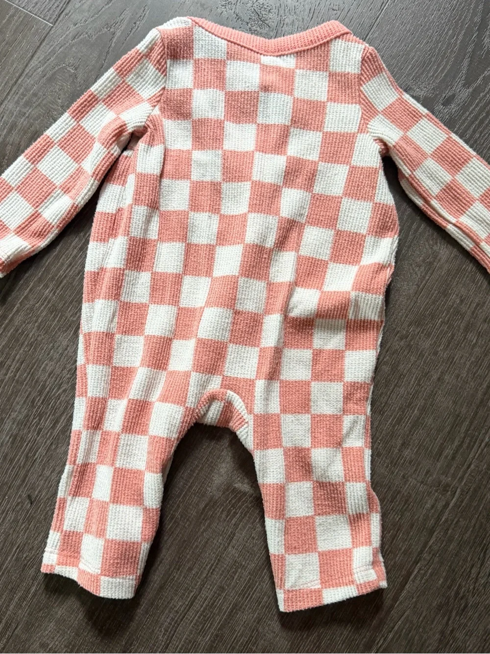 Cat & Jack Peach and White Check Knit One-Piece